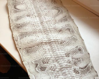Genuine Borneo Python Leather Hide Cream White Matte | Unbleached Belly Skin Snakeskin Leather for Bags Wallets & Leathercraft