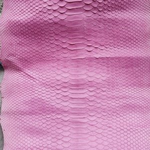 Pink Reticulated Python Belly Skin Leather Hide, Bleached Matte Finish, Snakeskin Leather for Handbags Wallets Shoes and Leather Craft