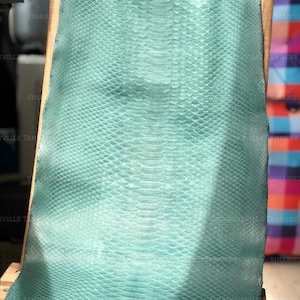 Genuine Borneo Python Leather Hide Mint Green Belly Skin | Bleached Matte Snakeskin Skin for Wallet Bag Shoes Craft Leather Supply