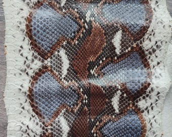 Echtes, retikuliertes Pythonleder, glänzend, Stahl-Saphir | Ungebleichtes Schlangenleder für Taschen, Geldbörsen & Bastelarbeiten