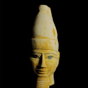 Busto de la cabeza del dios Osiris de estilo vintage – Estatua de piedra hecha a mano para decoración de altares - Mitología egipcia