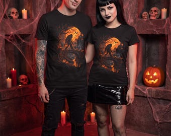 Camiseta de Halloween de Sasquatch, camiseta de calabaza de Bigfoot, regalo de otoño de Harvest Moon Stone Bridge Cryptid (unisex)