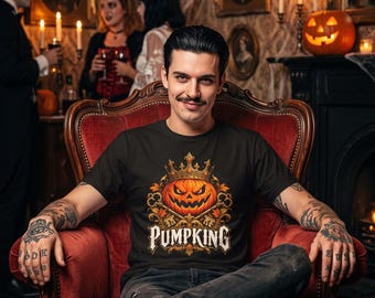Camiseta de Halloween para él y para ella, camiseta de calabaza coronada, regalo a juego para parejas con diseño de rey calabaza (unisex)