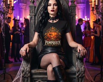 Camiseta de la Reina Calabaza, Camiseta de Calabaza Coronada de la Reina Calabaza, Regalo de Halloween a juego para parejas (Unisex)