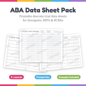 ABA Data Sheets Printable, Discrete Trial Data Sheet, RBT BCBA Prompt Level Tracking