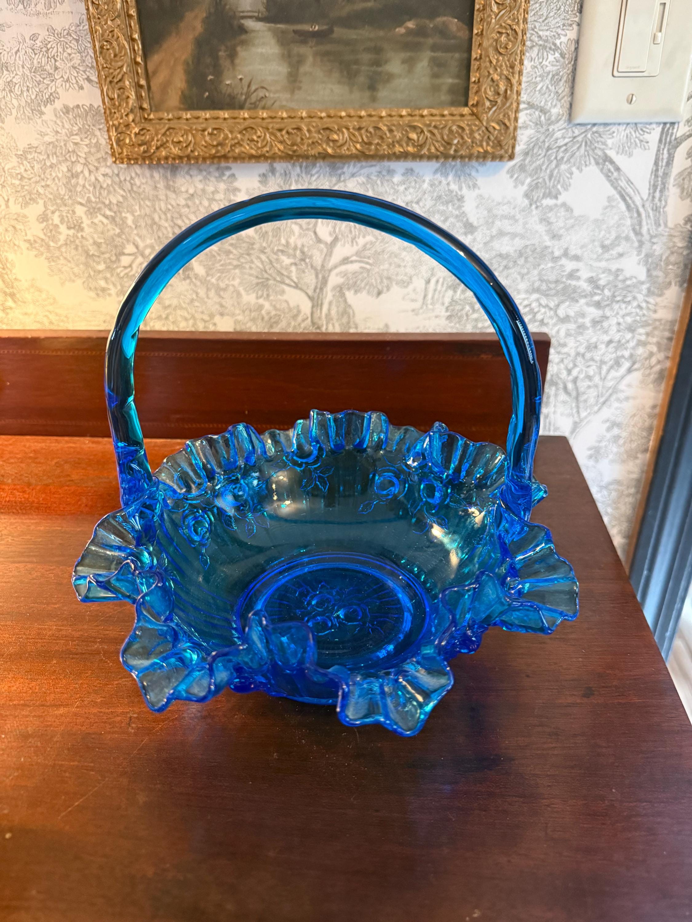 Blue Fenton Baskets With Handles - Etsy