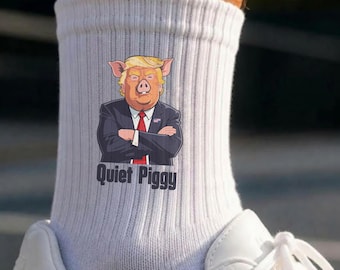 Funny Political Parody Socks, Satire Cartoon Crew Socks - Novelty Ribbed Black Socks, Anti Trump Joke Gag Gift, Funny White Elephant Gift