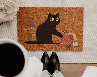 Funny Cat Political Doormat - Satire Welcome Mat, Election Humor Porch Decor, Quirky Pet Owner Gift, Novelty Outdoor Coir Entry Rug