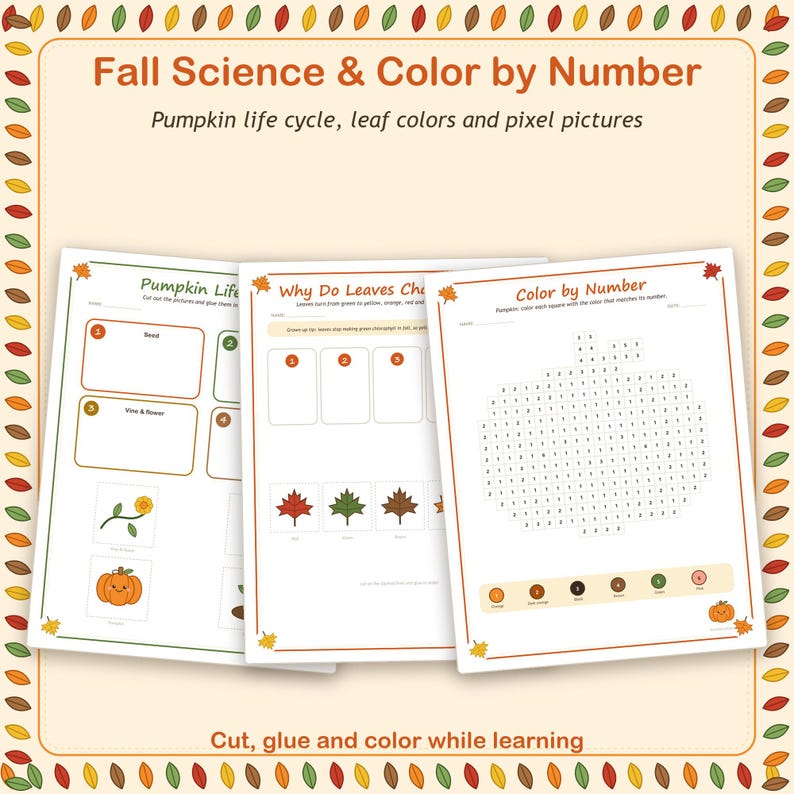 Fall Preschool Learning Pack, Printable Homeschool Activities, Tracing ...