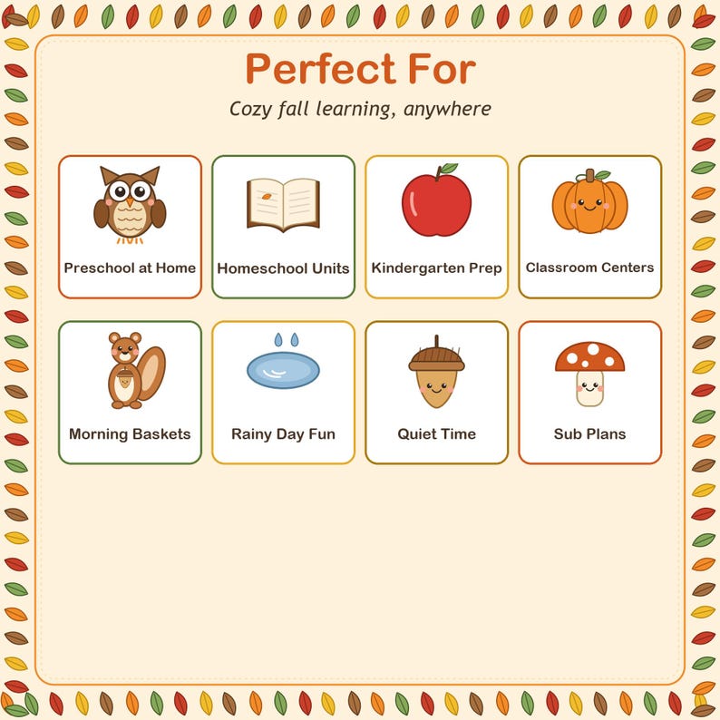 Fall Preschool Learning Pack, Printable Homeschool Activities, Tracing ...