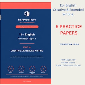 Englisch-Übungsaufgaben für kreatives und längeres Schreiben (Klasse 11+) – 5 druckbare Tests (Digitaler Download)
