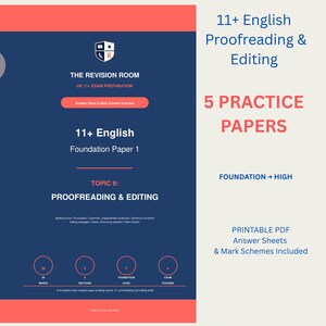 Übungsaufgaben für Korrekturlesen und Redigieren im Englischen (ab 11 Jahren) – 5 druckbare Tests (Digitaler Download)