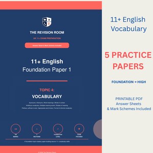Englisch-Vokabelübungen für die 11+ Klasse – 5 druckbare Tests (Digitaler Download)