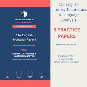 Übungsaufgaben zu englischen Literaturtechniken und Sprachanalyse für die 11. Klasse - 5 druckbare Tests (Digitaler Download)