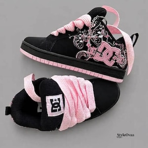 Zapatillas de skate DC Pixie 3 / Tribal rosa / Zapatillas de skate estilo cyber grunge (estilo años 2000)