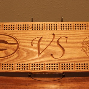 Packer VS Viking Cribbage Board Made From Solid White Ash image 3