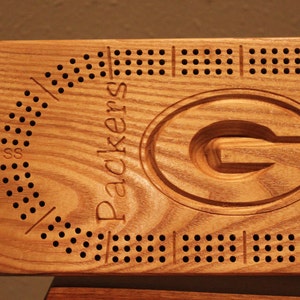 Packer VS Viking Cribbage Board Made From Solid White Ash image 2