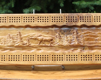 Outdoor Bear and Moose Scene Made From Quarter Sawn Oak