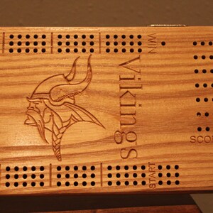 Packer VS Viking Cribbage Board Made From Solid White Ash image 4