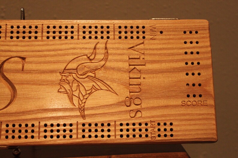 Packer VS Viking Cribbage Board Made From Solid White Ash image 4