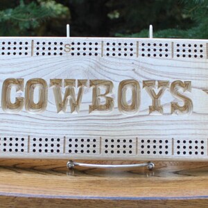 Dallas Cowboys cribbage panneau en bois de black Ash.