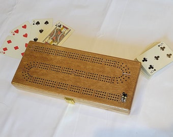 Travel Size Oak Cribbage Board