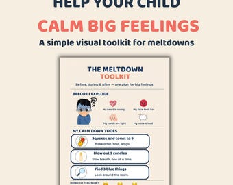 Bewältigungsstrategien für Kinder: Ein druckbares „Meltdown Toolkit“, ein Beruhigungsset für Kinder, eine Tabelle zur Wutbewältigung, ein Werkzeug zur Emotionsregulation, Bewältigungsstrategien für Kinder mit Autismus und ADHS (PDF)