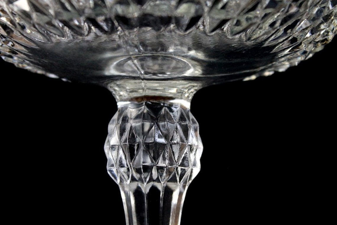 Vintage Diamond Point Crystal Pedestal Bowl Pedestal Compote Etsy