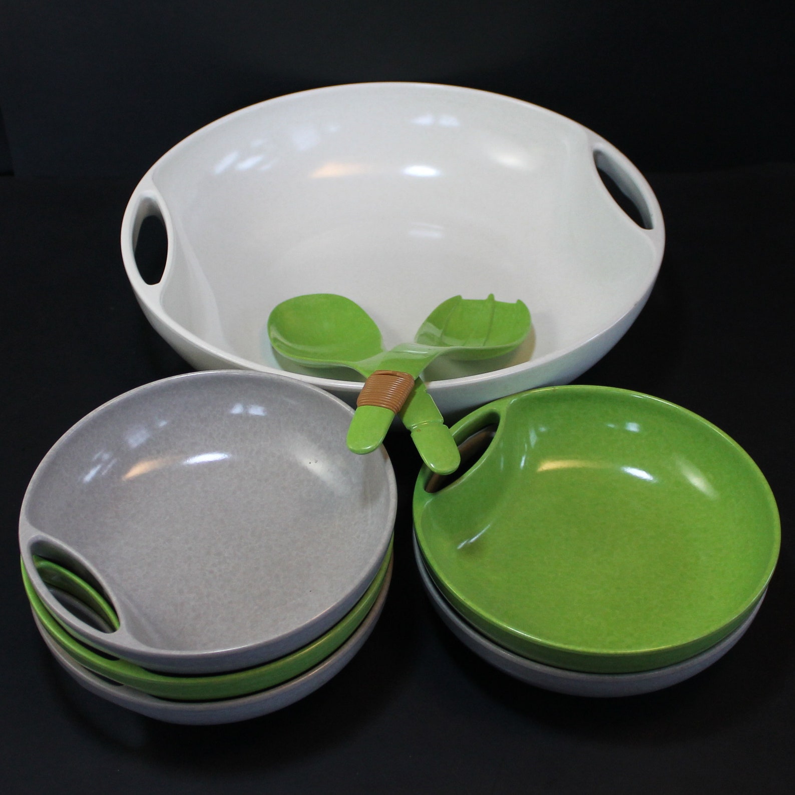 Branchell Melmac Salad Set Large Bowl Five Small Bowls Etsy