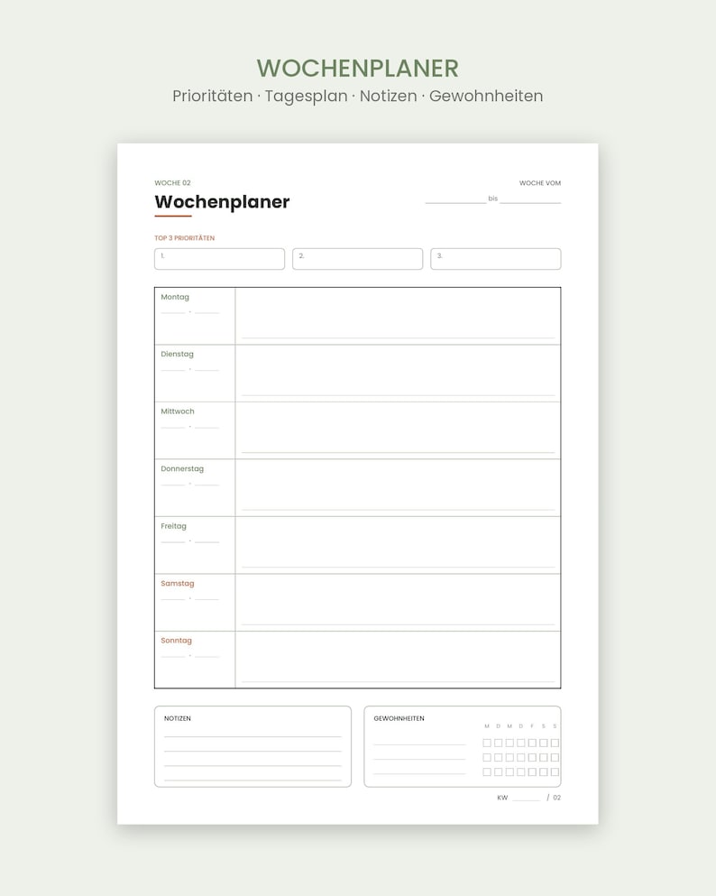 Weekly and Monthly Planner, Undated PDF | Printable Calendar A4 ...