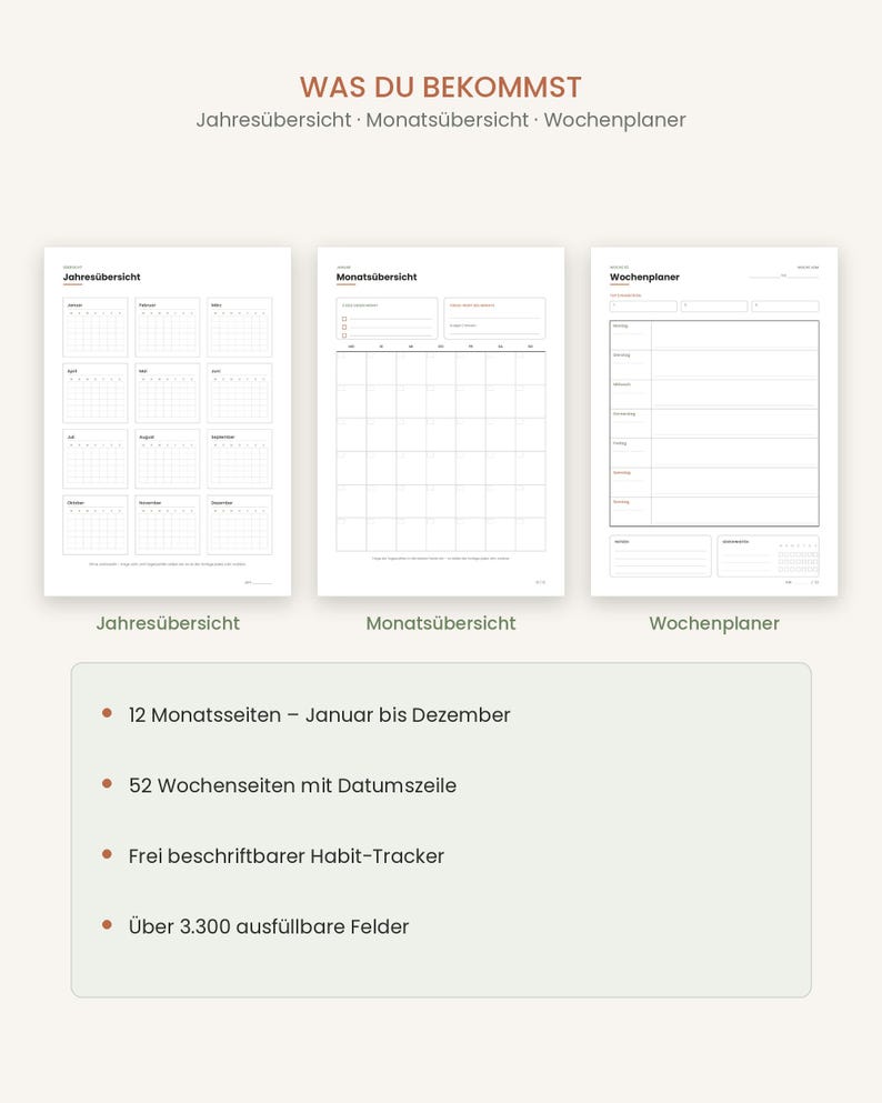 Weekly and Monthly Planner, Undated PDF | Printable Calendar A4 ...