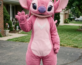 Disfraz de mascota de ángel hecho a mano, traje de cosplay para adultos, traje completo de alienígena rosa para espectáculos, fiestas y presentaciones en la Comic Con.