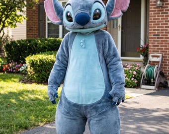 Stitch-Maskottchenkostüm, handgefertigt, Ganzkörper-Cosplay-Anzug für Erwachsene, blaues Alien-Outfit für Bühnenshows, Partys und Comic-Con-Auftritte