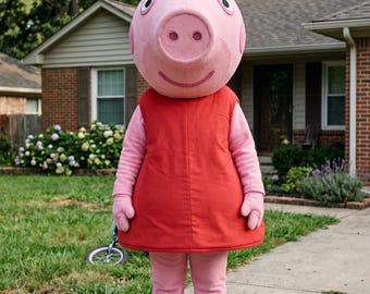 Handgemaakt Peppa Pig mascottekostuum voor volwassenen, cosplay-outfit in roze, cartoonfiguurpak voor verjaardagsfeestjes, podiumshows, evenementen en conventies.