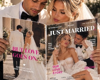 Modello di rivista di matrimonio modificabile / Storia d'amore personalizzata per la coppia (download digitale)