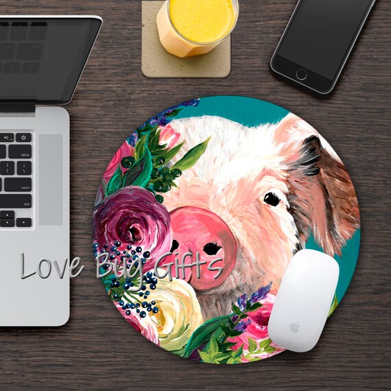 Farmhouse Pretty Pig Mousepad Desk Accessory Mouse Pad Farm House Style Office