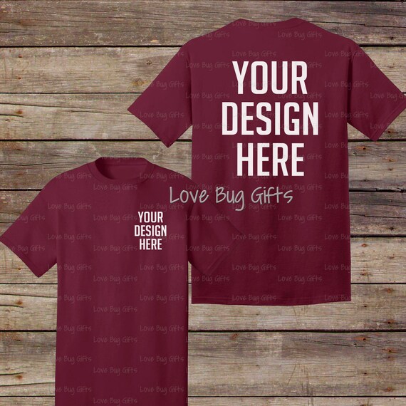 Download TShirt Mock Up Maroon Adult Unisex Short Sleeve Shirt | Etsy