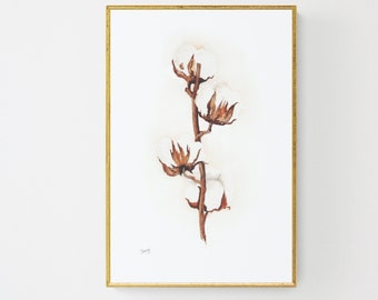 Aquarelle Painting • Botanical • Red Leaves • Printable Art • Digital File • Wall Art