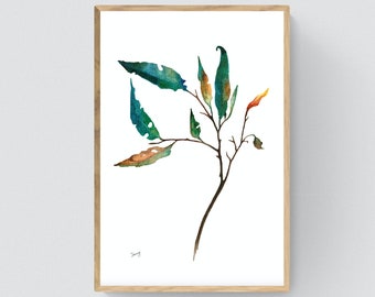 Aquarelle Painting • Botanical • Colorful Leaves • Printable Art • Digital File • Wall Art