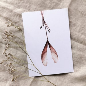 Carte de vœux aquarelle – Érable argenté – Claire et harmonieuse – Pour anniversaires, mariages et fête des mères – DIN A6