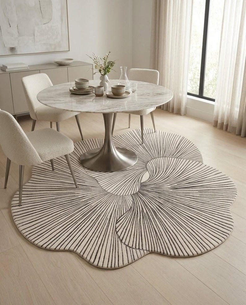 Organic R Shaped Rug Organic Shape Rug, Hand Tufted Wool Rug, Modern Abstract Area Rug ...