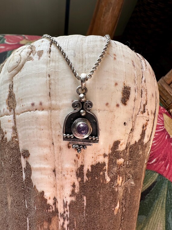 Unique Sterling Silver with Amethyst Pendant on a… - image 2