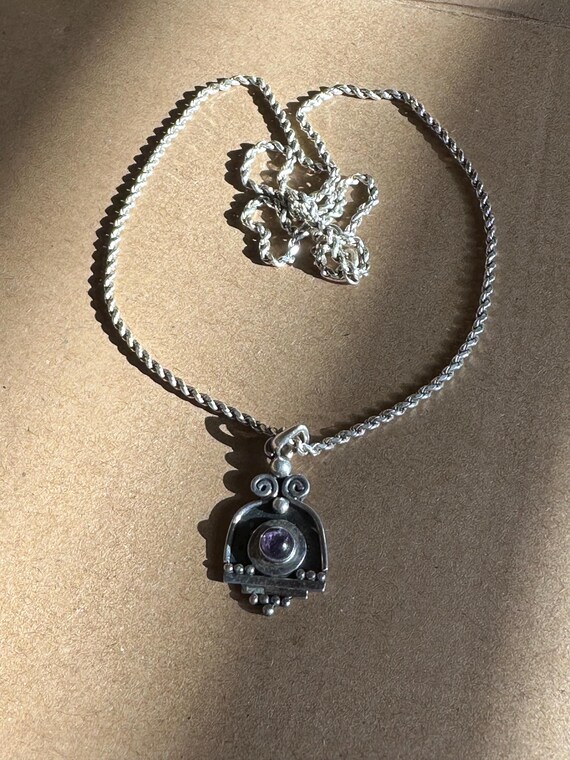 Unique Sterling Silver with Amethyst Pendant on a… - image 7