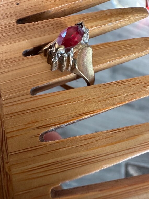 Marquise Ruby 10k Solid Gold Ring size 7 Genuine … - image 3