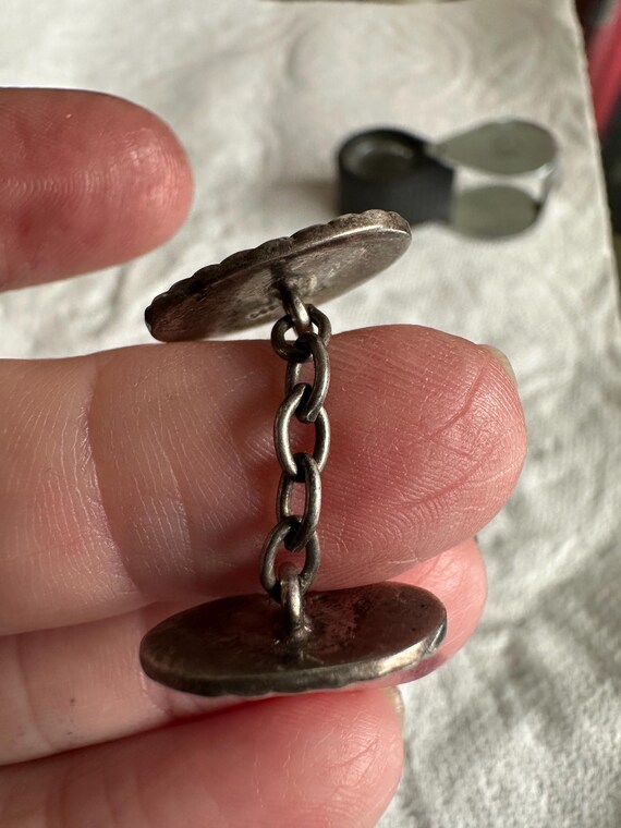 Solid Silver cufflinks Rope Border Celtic Long Sh… - image 4