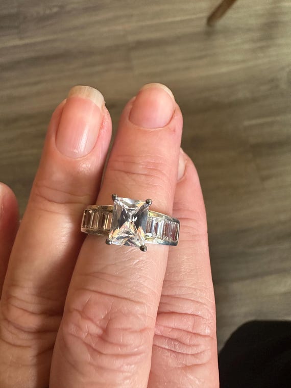 OMG Gorgeous Rectangular Cut CZ Side Baguettes St… - image 5