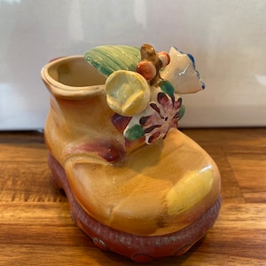 Vintage Italy Art Pottery Shoe Boot Planter