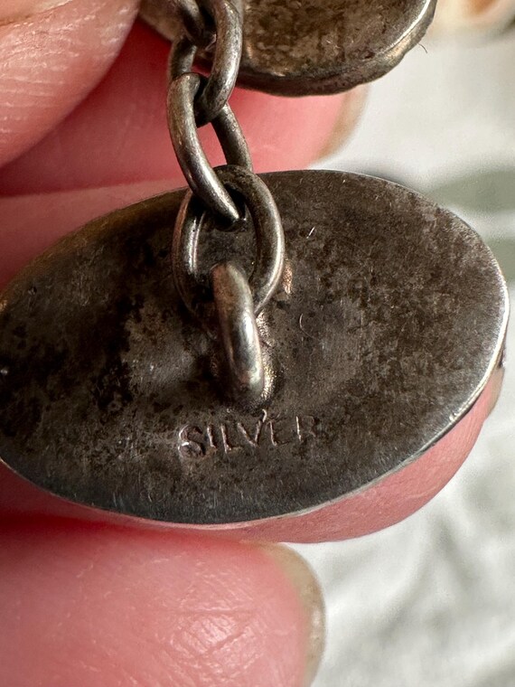 Solid Silver cufflinks Rope Border Celtic Long Sh… - image 5