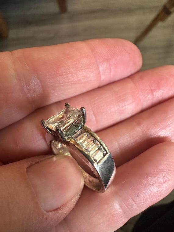 OMG Gorgeous Rectangular Cut CZ Side Baguettes St… - image 3