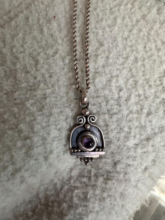 Unique Sterling Silver with Amethyst Pendant on a… - image 3